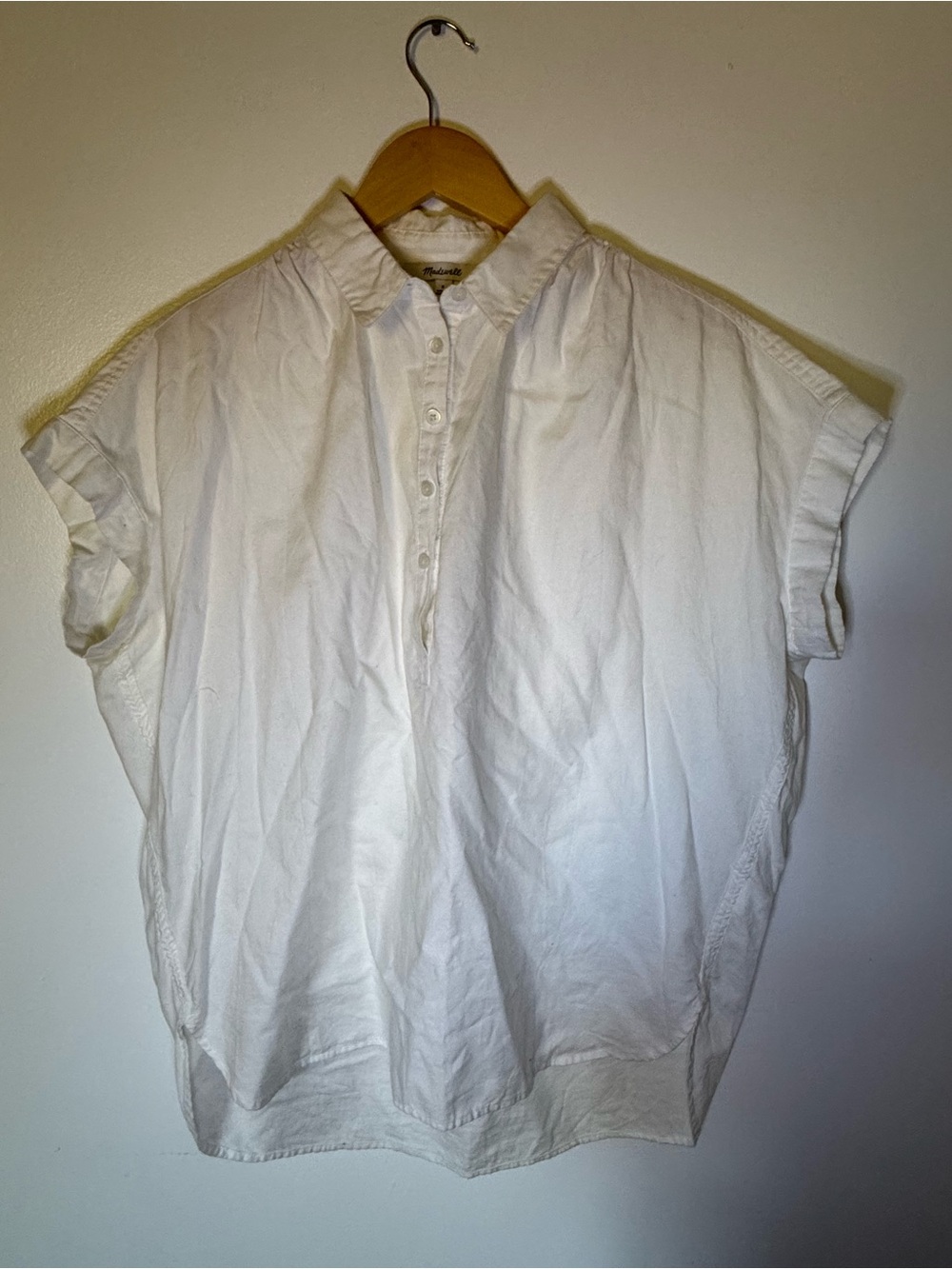 Madewell Boxy White Button-up Tee